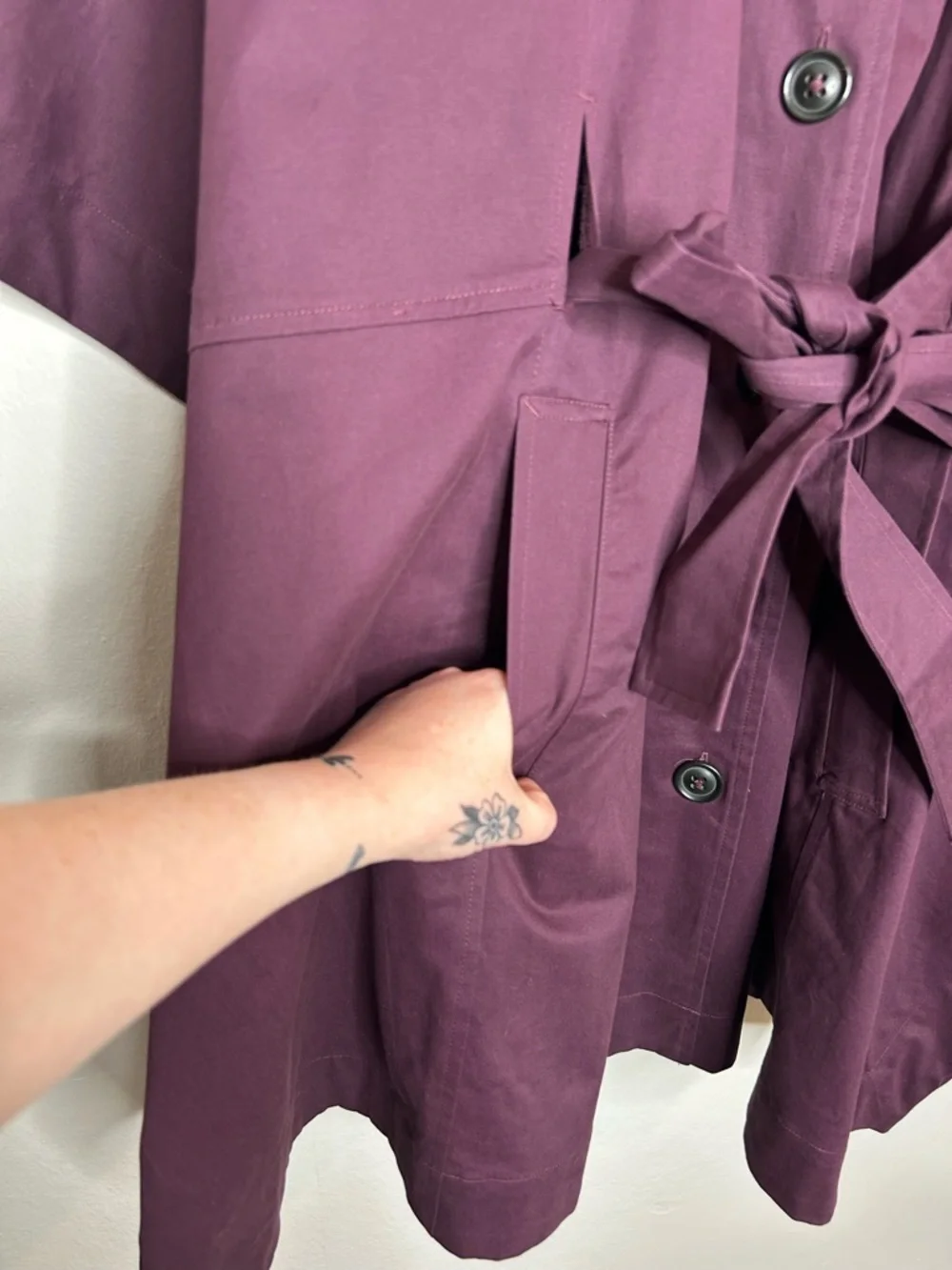 NWT Ann Taylor Womens Contemporary Trench Poncho Jacket Purple M/L - Picture 7 of 9